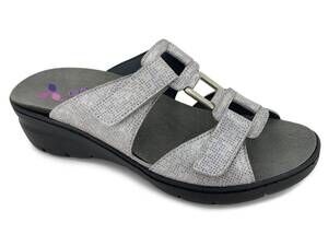NEW HELLE COMFORT women's aria adjustable strap sandals in silver glaze